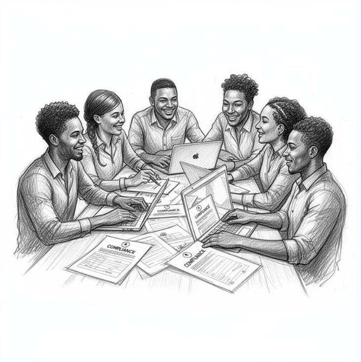 South African NPO team collaborating on compliance documents